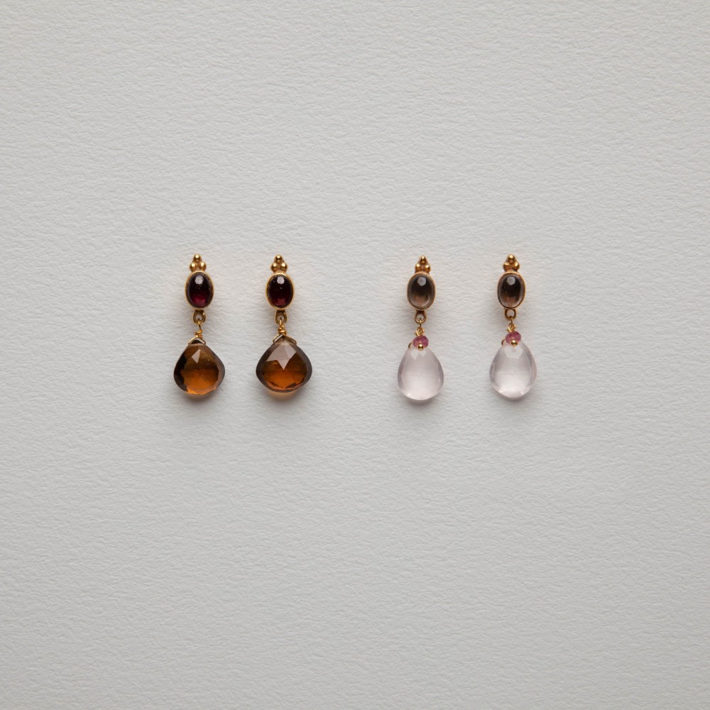 Boucles d'oreilles plaqué or et pierres fines - Bijouterie artisanale  Lourmarin